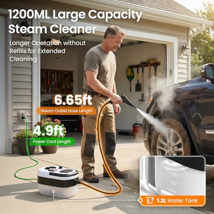 2500W Handheld Steam Cleaner for Home with 12 Accessories - Dark Grey