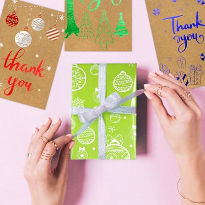 Christmas Thank You Cards with Envelopes 12 Pack Kraft Blank Holiday Greeting Cards