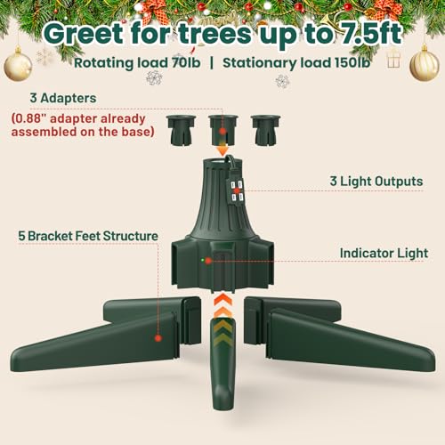 Rotating Christmas Tree Stand with Remote Control, Supports up to 7.8ft Artificial Tree
