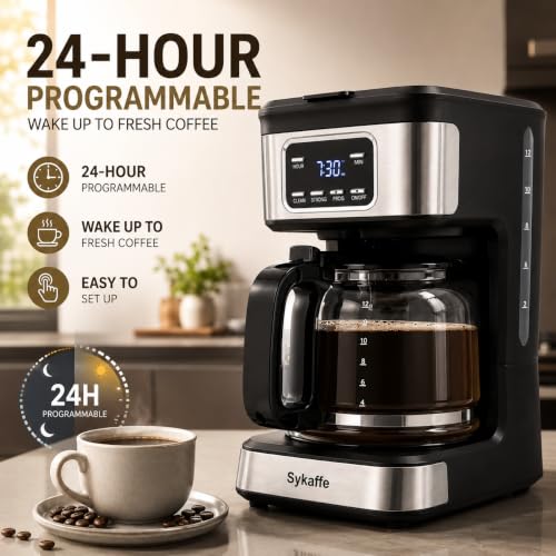 12-Cup Programmable Drip Coffee Maker with 60oz Water Tank