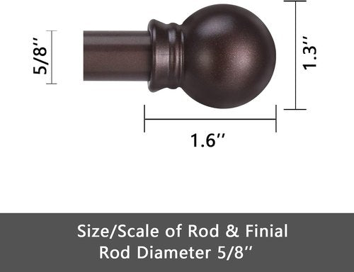 GXOACKJ Decorative Curtain Rods - Heavy Duty Metal, 28-78 Inch, Brown Finish with Brackets