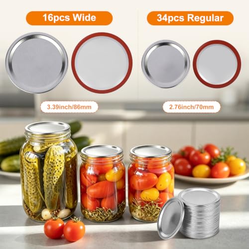 50 Pack Mason Jar Canning Lids for Regular and Wide Mouth Jars