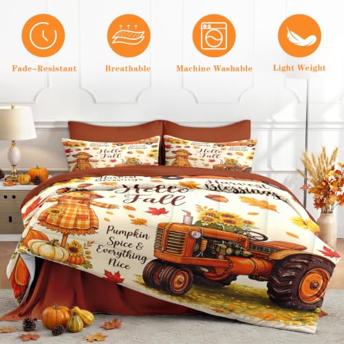 King Size Fall Comforter Set with Pillowcases and Sheets - Soft Cozy Bedding