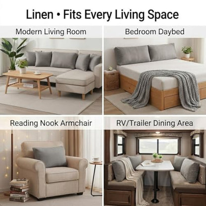 Khaki Linen Sofa Back Cushion Cover 28x20x6in Deep for Couch Bed Chair