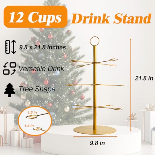 Gold 2 Pack Champagne Tower for Parties, 3-Tier Cocktail Glass Stand