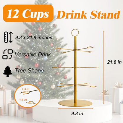 Gold 2 Pack Champagne Tower for Parties, 3-Tier Cocktail Glass Stand