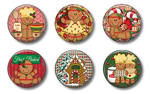 Christmas Gingerbread Men Refrigerator Magnets - Set of 6