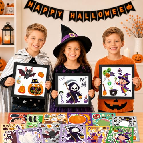 Halloween Stickers for Kids - 48 Assorted Spooky Designs - Variation of Halloween