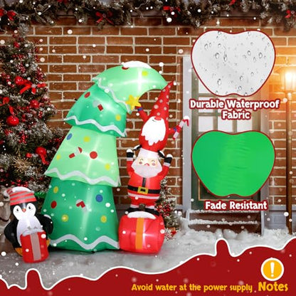 6FT Inflatable Christmas Tree with Gift Boxes Outdoor Holiday Decor - Gnomes Pick Variation