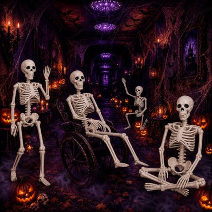 2 Pack 36-inch Halloween Skeleton Decorations with Movable Joints for Haunted Houses & Lawn Props - Human Bones