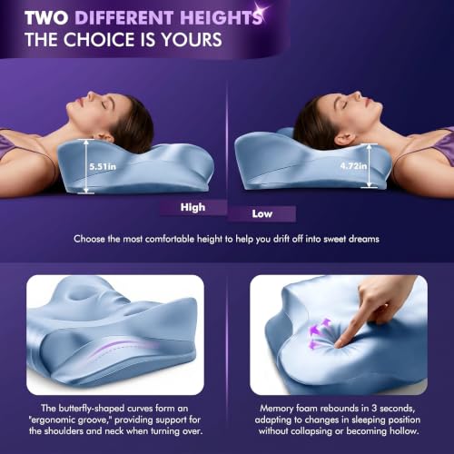 Cooling Memory Foam Neck Pillow for Support and Pain Relief