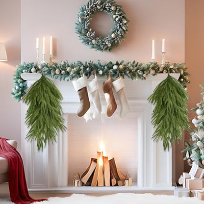 Christmas Teardrop Swag for Front Door - 25 Inch Faux Pine Needle Wreath - Oval/2