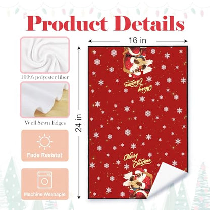 Christmas Black Santa Kitchen Towels Set of 2 - Santa Angel Casual Variation