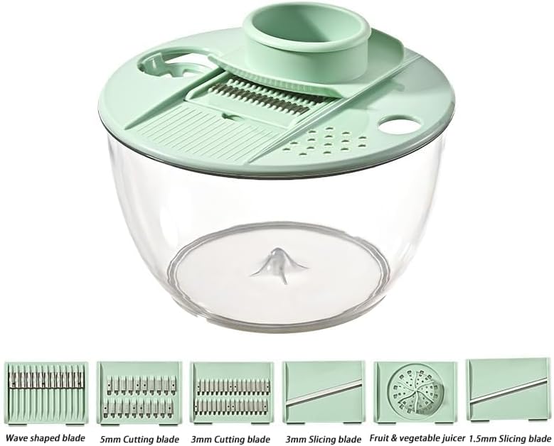 Skiennix 6-In-1 Salad Spinner - Large Multi-Use Lettuce & Vegetable Chopper | 5 Quart Capacity