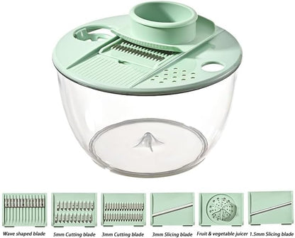 Skiennix 6-In-1 Salad Spinner - Large Multi-Use Lettuce & Vegetable Chopper | 5 Quart Capacity
