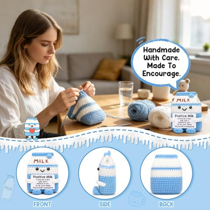 Crochet Animal Milk Carton Figurine - Positive Gift for Coworkers & Friends