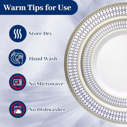 Heavy Duty Disposable Plastic Plates Set 175pcs for Parties & Events - B