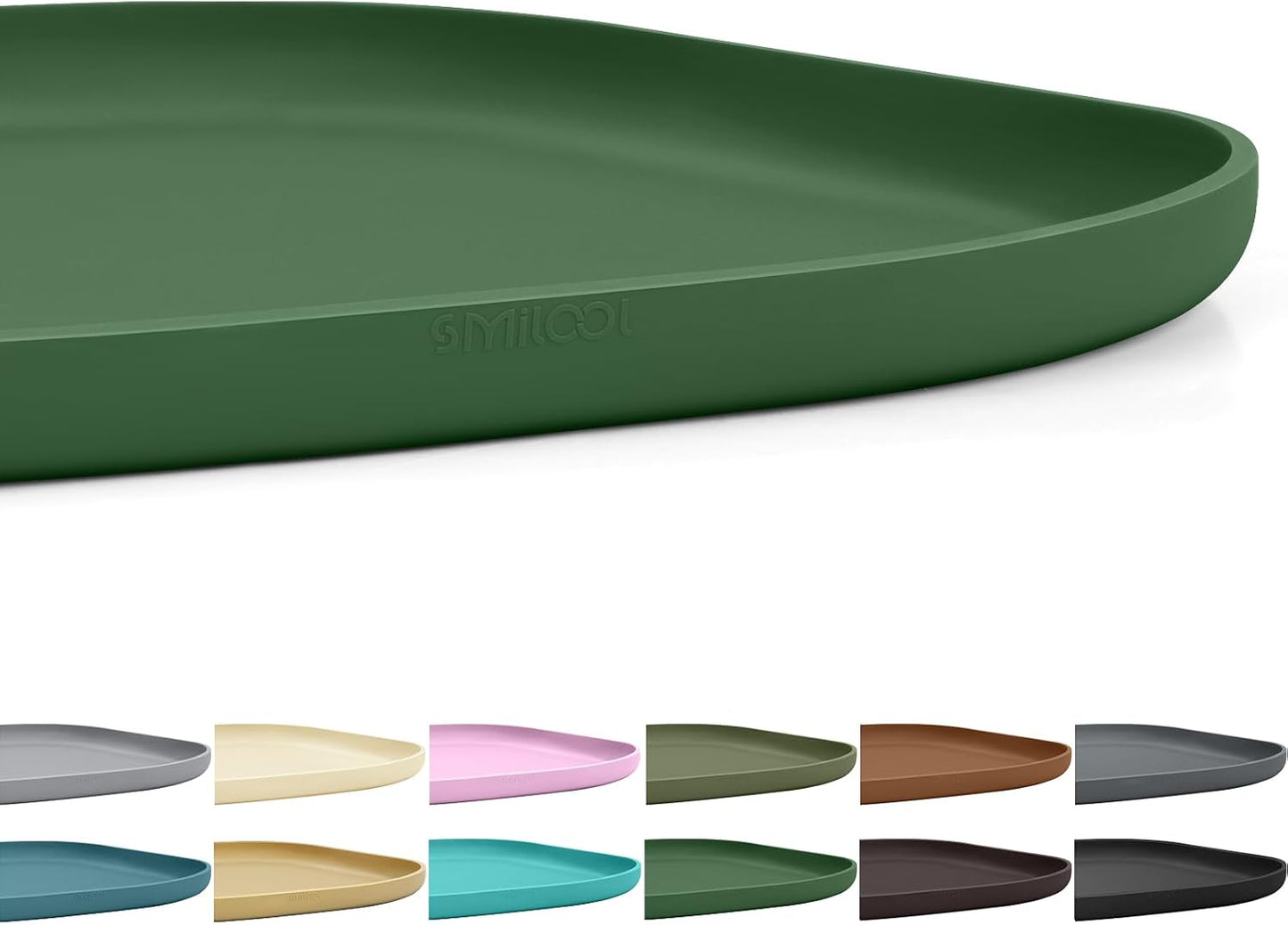 Skiennix Small Silicone Pet Food Mat - Waterproof Feeding Tray with Raised Edge | 12 x 12 x 0.7 Dark Olive