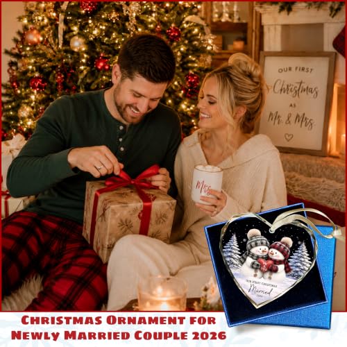 First Christmas Married Ornament 2026 - Wedding Gift for Newlyweds - Variation: Married