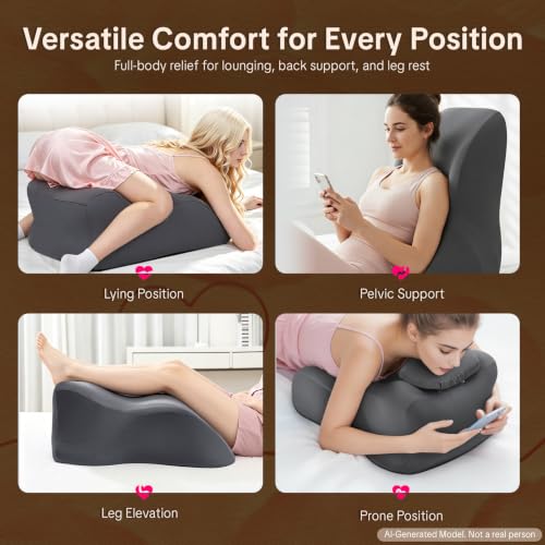 Gray Memory Foam Intimacy Pillow for Couples with Adjustable Airbag Support