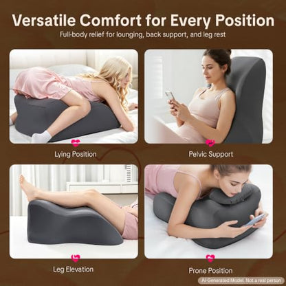 Gray Memory Foam Intimacy Pillow for Couples with Adjustable Airbag Support