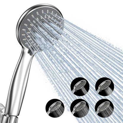 Handheld Shower Head with High Pressure & Adjustable 59-Inch Hose