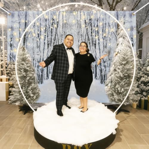 Lighted Christmas Snow Globe Photo Booth Kit with Metal Arch and Backdrop