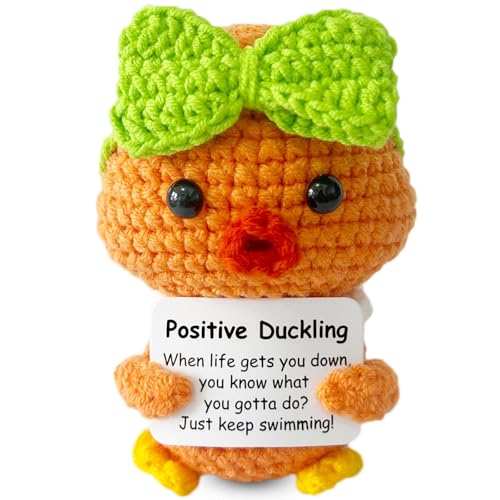 Positive Crochet Duckling Gift - Inspirational Animal Decor for Kids & Adults