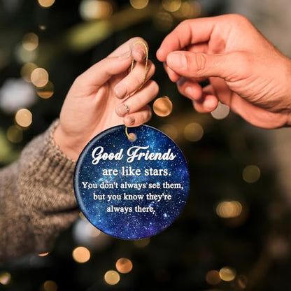 Friendship Christmas Ornaments - Bestie 3-Inch Holiday Tree Decorations - Waterproof Ceramic Gifts for Women Men - Friends Variation of Friends-1