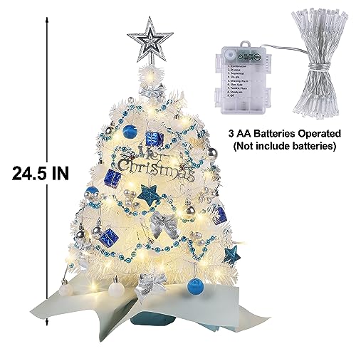 Juegoal White Mini Christmas Tree - 24 Inch Lighted Tabletop Xmas Pine with Timer & 50 LEDs - Variation of THIS listing