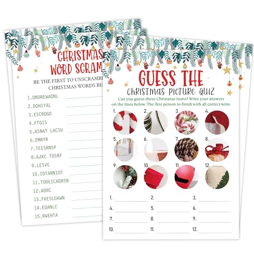Christmas Games Bundle - Multicolor Word Scramble & Picture Quiz for Holiday Parties