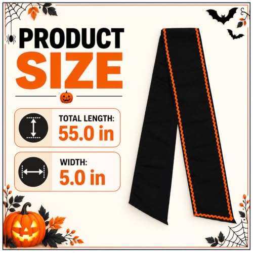 Halloween Wreath Sash Black and Orange Decor for Front Door 55x5 Inches