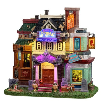 Battery Operated Lighted Building for Spooky Town - Lemax Mortuary Makeovers