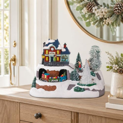 VCUTEKA Christmas Village Train Station with Music - Holiday Decor