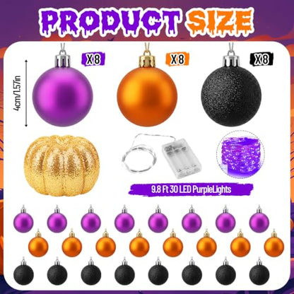 Halloween Pop-up Black Wire Tree with Pumpkin Top, 5ft Tinsel Tree with Lights & Ornaments - Variation of THIS listing