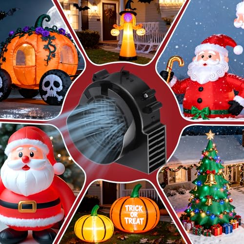 2-Pack Inflatable Fan Replacement 1.5A with 2.0A Adapter & 5 LEDs Light Strings - Waterproof IP68 for Holiday Inflatables