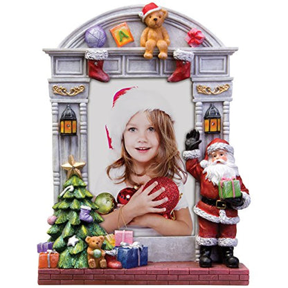 Light Up Christmas Picture Frame 4x6 Resin Santa & Tree Holiday Decor