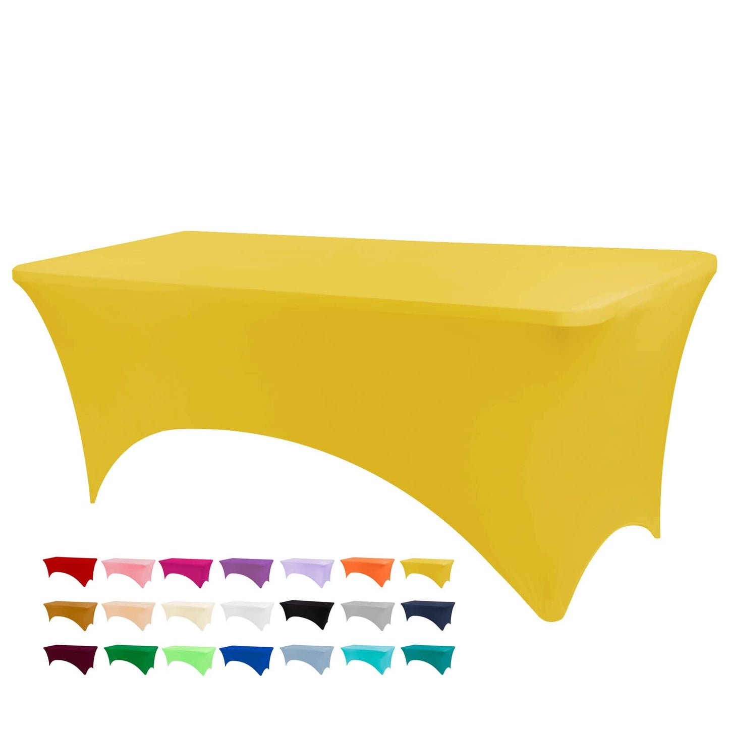 BDDC Table Covers for 4 Foot Tables, Spandex Table Covers 4ft, Yellow Table Cloths Rectangle 4ft for Events, Wedding, Banquets & Parties