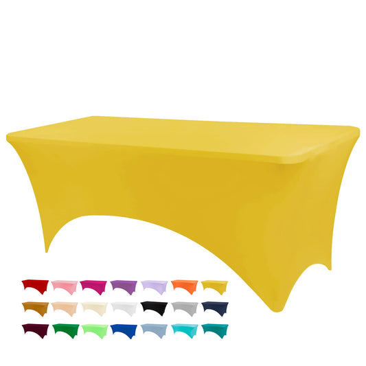 BDDC Table Covers for 6 Foot Tables, Spandex Table Covers 6ft, Yellow Table Cloths Rectangle 6ft for Events, Wedding, Banquets & Parties