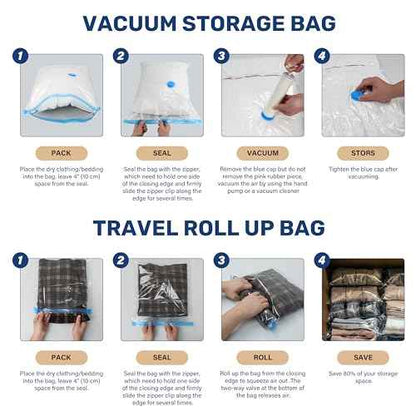 Simple Deluxe 20 Pack Space Saver Bags (4 Jumbo/4 Large/4 Medium/4 Small/4 Roll M) Vacuum Storage Bags, Vacuum Seal Bags with Hand Pump for Comforters, Blankets, Bedding, Pillows and Clothes