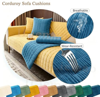 Navy Blue Corduroy Reclining Chair Cover Non Slip Washable 50x60cm