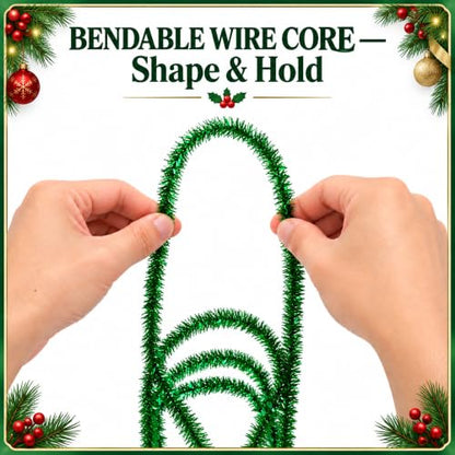 79Ft Multicolor Christmas Tinsel Ribbon Set - 6 Colors, Metallic Wire Garland
