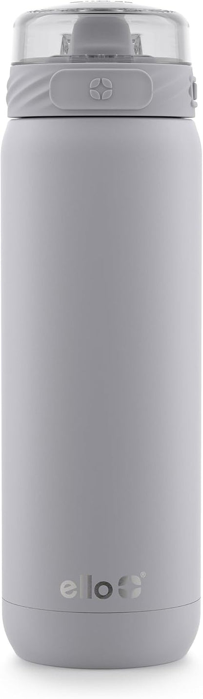 Ello Cooper 32oz Stainless Steel Water Bottle - Double Walled, Vacuum Insulated, Leak Proof | Grey
