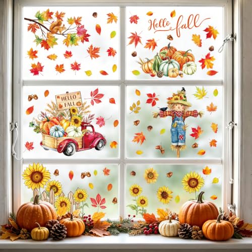 91PCS Fall Window Stickers for Glass Windows - Fall-C