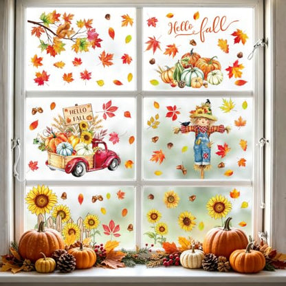 91PCS Fall Window Stickers for Glass Windows - Fall-C