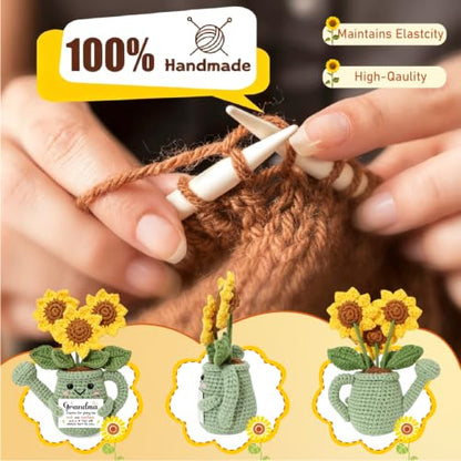 Grandma Gift Sunflower Crochet Plant - Handmade Inspirational Decor