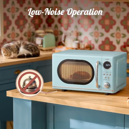 Retro Countertop Microwave Oven 0.7 Cu Ft 700W Green - Compact Kitchen Appliance