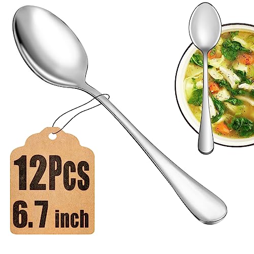 8 Pieces Soup Spoons Set, Food Grade Stainless Steel Spoons, Durable Small Spoons for Home, Kitchen or Restaurant