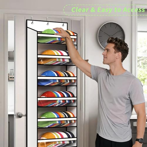 White 8-Tier Over-the-Door Hat Rack for Baseball Caps Large Capacity Organizer