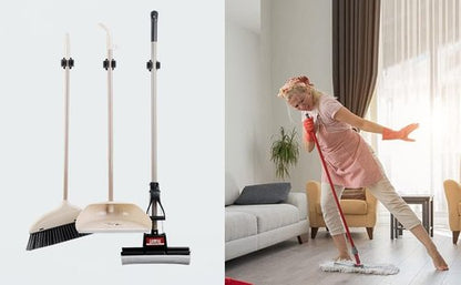JAMEND CLXP 12PCS Broom and Mop Holder - Heavy Duty Wall-Mounted Organizer Rack in Matte Black